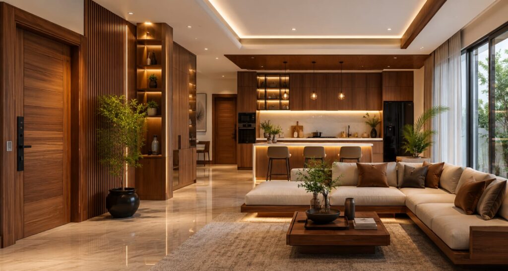Stylish wooden TV unit with storage cabinets in Kurnool
