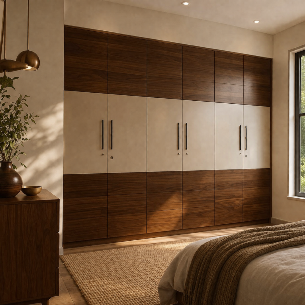 Custom bedroom wardrobe with modern storage designed in Kurnool