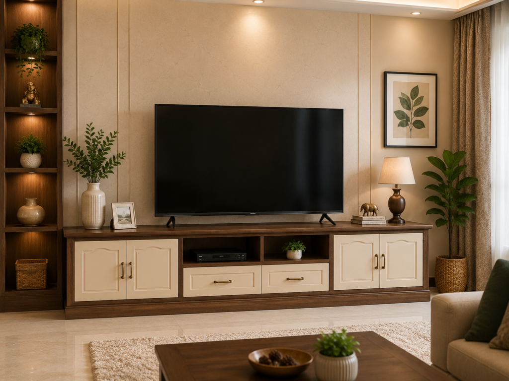 Floor standing wooden TV cabinet with storage in Kurnool
